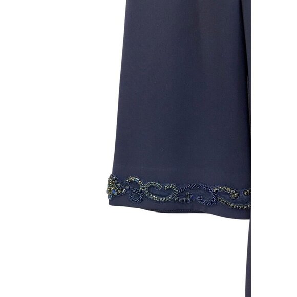 Lucian Matis Sz 4 Dress Beaded Waves Blue Mid Sleeve Cocktail Classic Minimalist - Picture 7 of 10